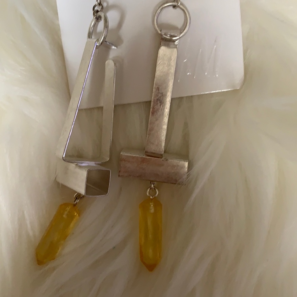 Silver yellow earrings